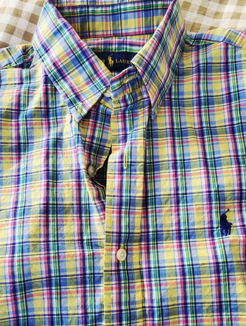 Polo Ralph Lauren Madras Plaid 100% Cotton Shirt, Size Small